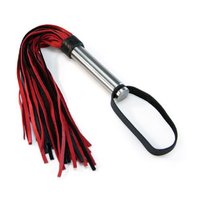 Suede flogger with metal handle assorted colors