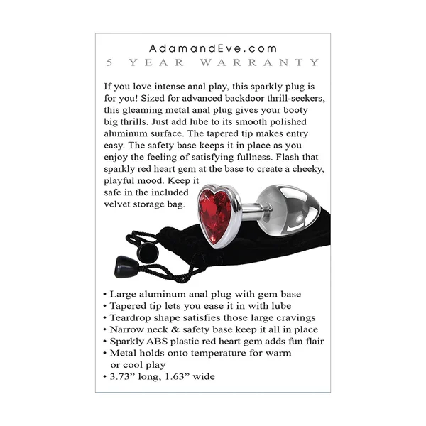 Adam & Eve Large Red Heart Gem Anal Plug — image 15 of 15