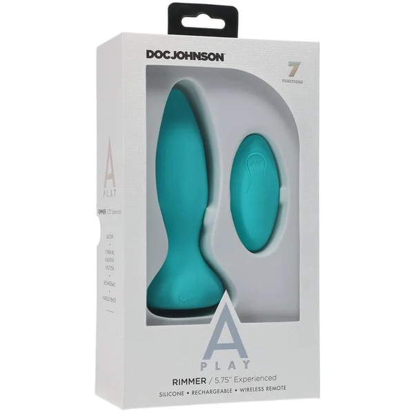 Doc Johnson A-Play Experienced Rimmer Silicone Teal Anal Plug with Remote — image 5 of 7