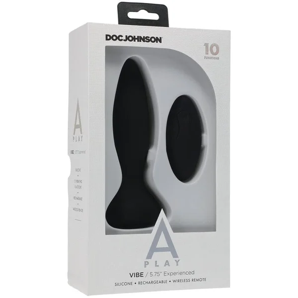 Doc Johnson A-Play Experienced Vibe Silicone Black Anal Plug with Remote — image 4 of 6