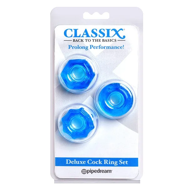 Pipedream Products Deluxe Cock Ring Set Blue — image 4 of 5