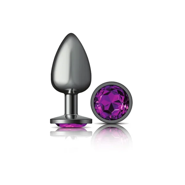 Cheeky Charms Gunmetal Grey Butt Plug with Purple Gem — image 10 of 16