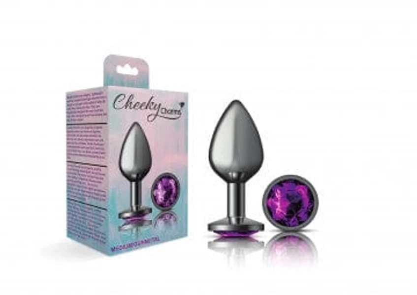 Cheeky Charms Gunmetal Grey Butt Plug with Purple Gem — image 15 of 16