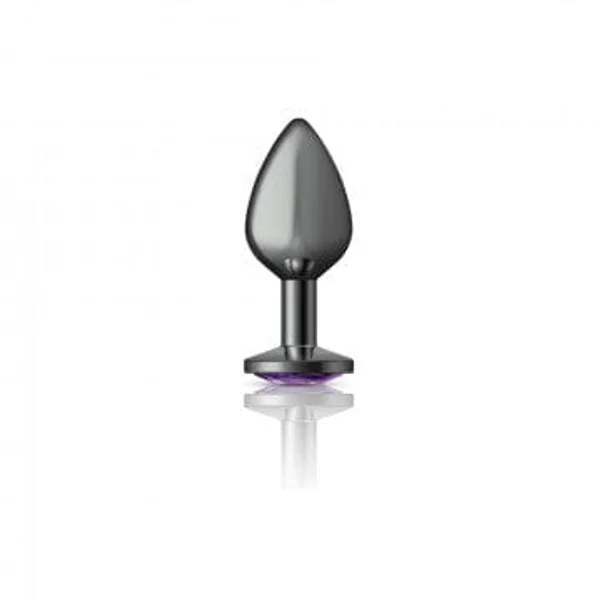 Cheeky Charms Gunmetal Grey Butt Plug with Purple Gem — image 13 of 16