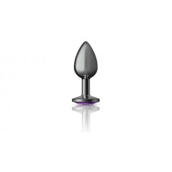 Cheeky Charms Gunmetal Grey Butt Plug with Purple Gem — image 12 of 16