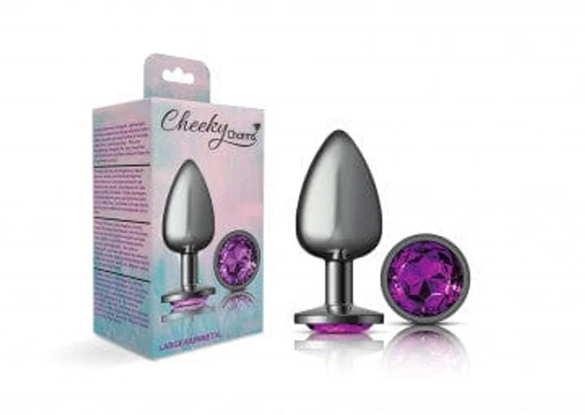 Cheeky Charms Gunmetal Grey Butt Plug with Purple Gem — image 16 of 16