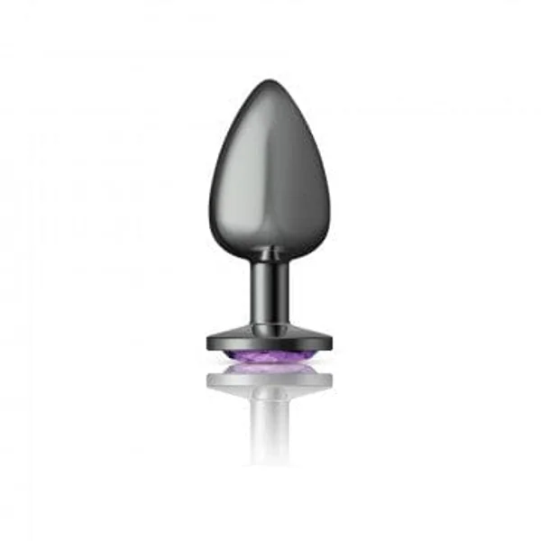 Cheeky Charms Gunmetal Grey Butt Plug with Purple Gem — image 14 of 16