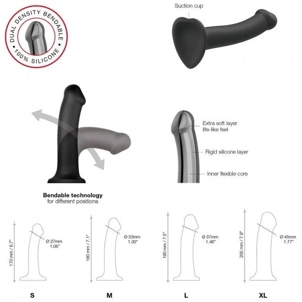 Strap On Me Dual Density Bendable Dildo Black — image 18 of 23