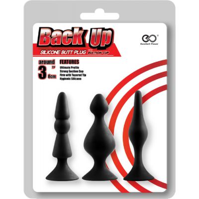Back Up Silicone Butt Plug Set Black