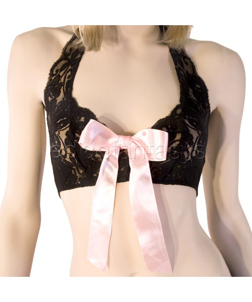 Butterfly lace halter bra set