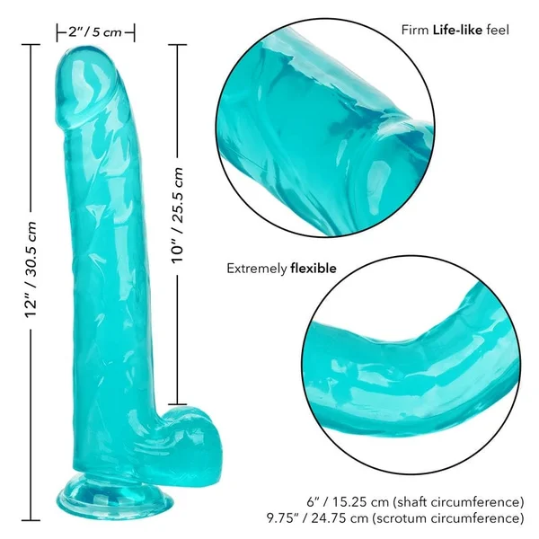 Calexotics Queen 10” Teal Jelly Dildo — image 10 of 10