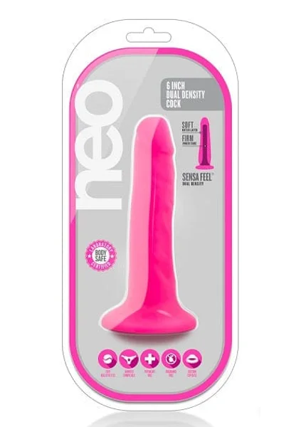 Blush Neo Neon Pink 6 Inch Dual Density Cock — image 14 of 20