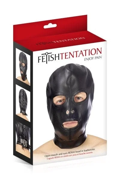 Fetish Tentation BDSM Open Mouth and Eyes Leatherette Hood — image 4 of 6