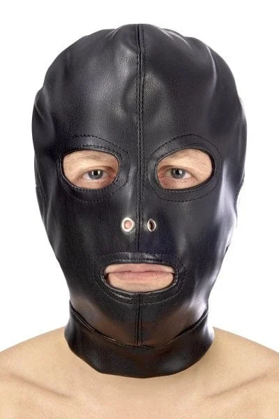 Fetish Tentation BDSM Open Mouth and Eyes Leatherette Hood — image 5 of 6