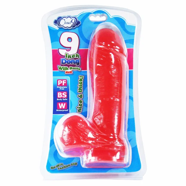 Cloud 9 - Thick Dong with Balls & Suction Red 9 inch — image 7 of 7