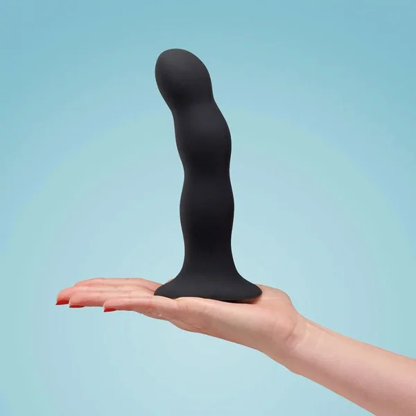 Fun Factory 7 Inch Bouncer Black Silicone Rumbling Dildo with Weighted Balls — image 2 of 4