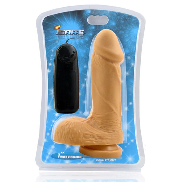 SI 7in Cock with Balls with Vibrating Egg & Suction cup - Flesh — image 4 of 4