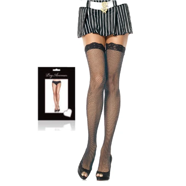 Fishnet Stocking with Lace Top O/S Black — image 2 of 2