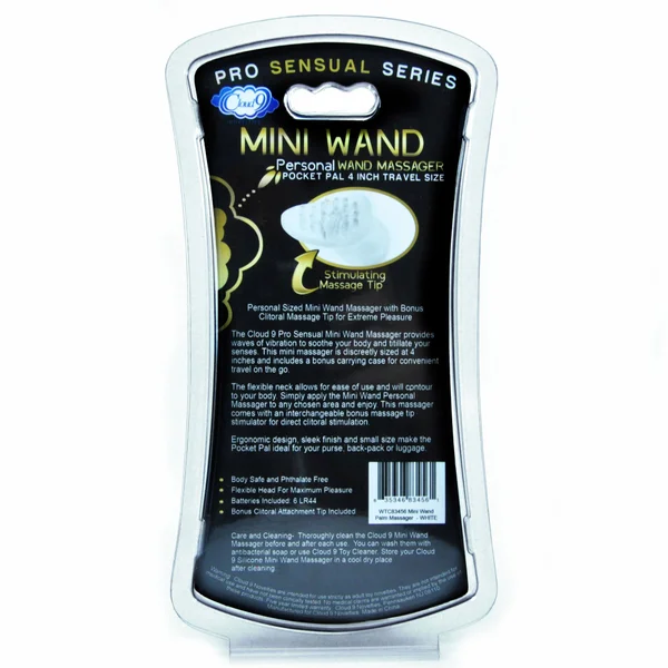 Cloud 9 - Pro Sensual Mini Wand with Bonus Tip & Travel Pouch White — image 7 of 8