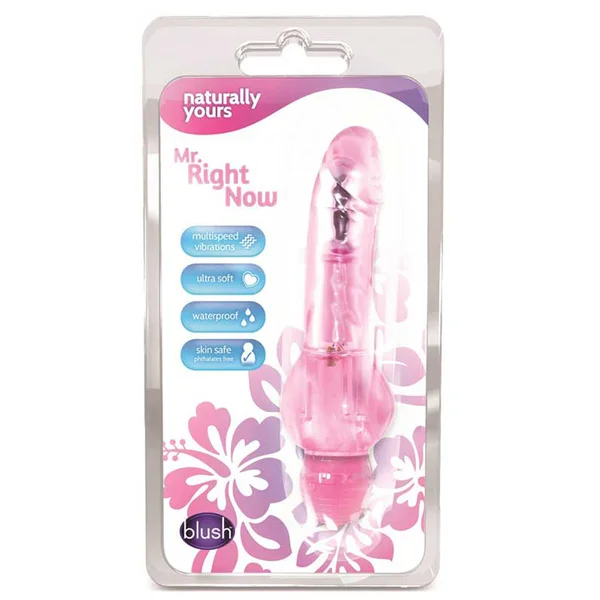 Blush Novelties Naturally Yours Mr. Right Now Vibrating Dildo Pink — image 4 of 4