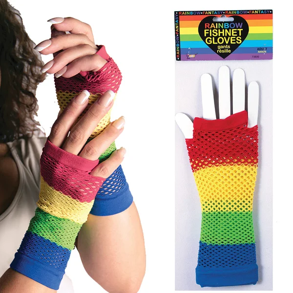 Rainbow Fishnet Gloves — image 2 of 2