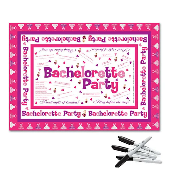 Bachelorette Tablecloth with 4 Markers — image 2 of 2
