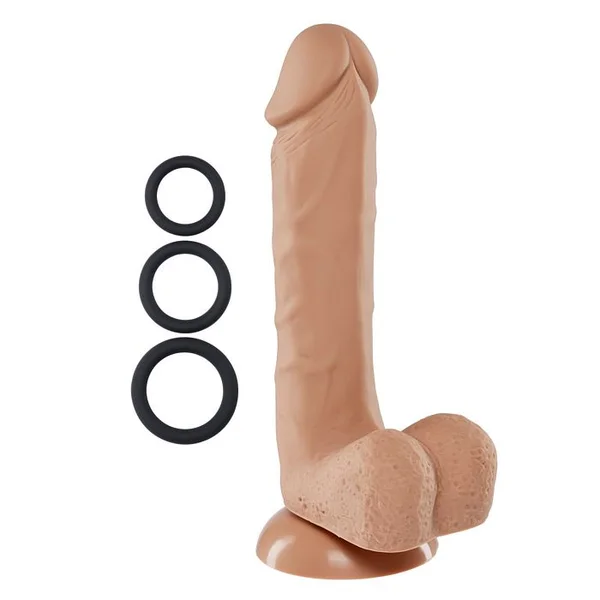 Cloud 9 - Pro Sensual Premium Silicone Dong W/ 3 C Rings Tan 8 inch — image 11 of 12
