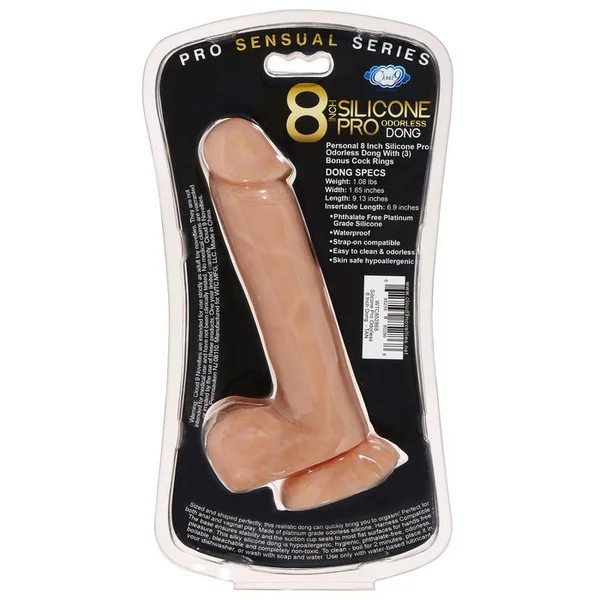 Cloud 9 - Pro Sensual Premium Silicone Dong W/ 3 C Rings Tan 8 inch — image 10 of 12