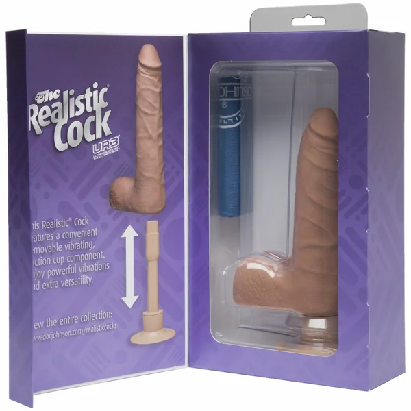 Realistic Cock Vib 7 inch Slim with Balls Brown — image 11 of 11