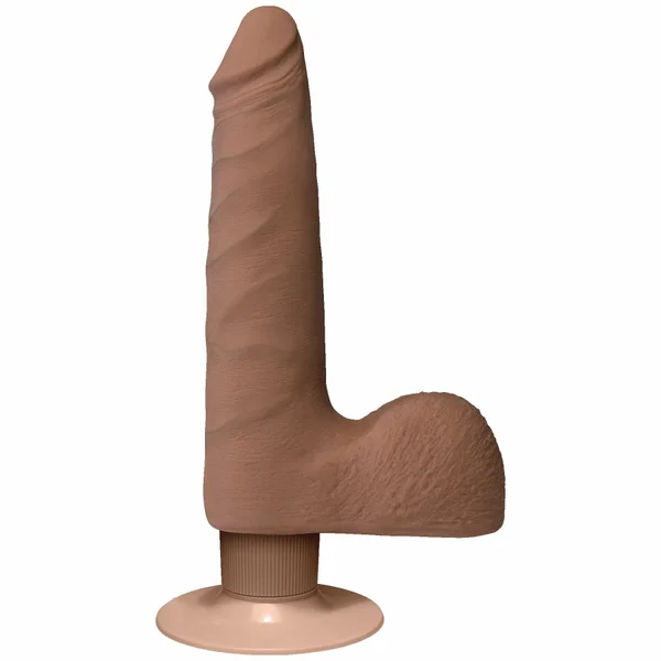 Realistic Cock Vib 7 inch Slim with Balls Brown — image 8 of 11