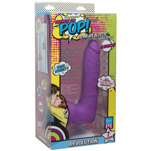 American Pop Revolution Ultraskyn 7 inch Dong w/Balls & Suction Cup - Purple — image 4 of 4