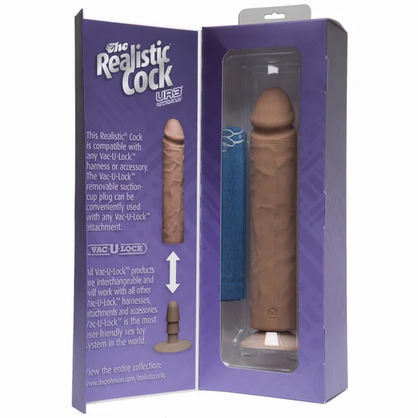 Realistic Cock Ultraskyn UR3 10 inch with out Balls Brown — image 9 of 9