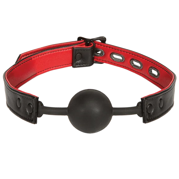 Kink Leather & Silicone Ball Gag - Black/Red — image 8 of 8