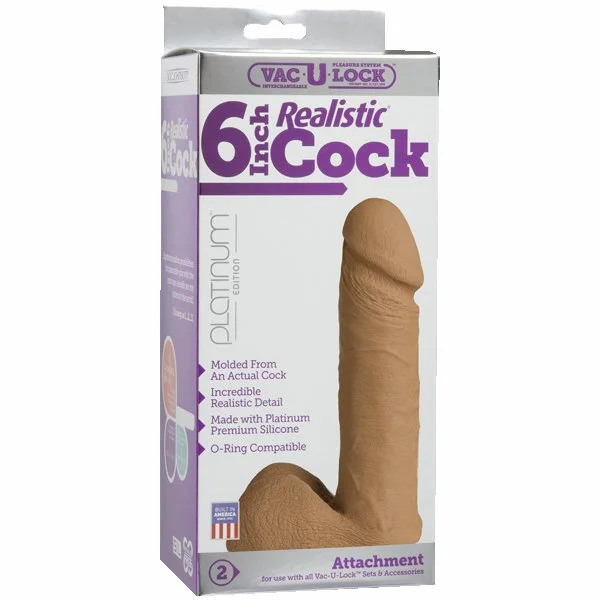 Vac-U-Lock Plat 6 inch Realistic Cock Brown — image 5 of 5