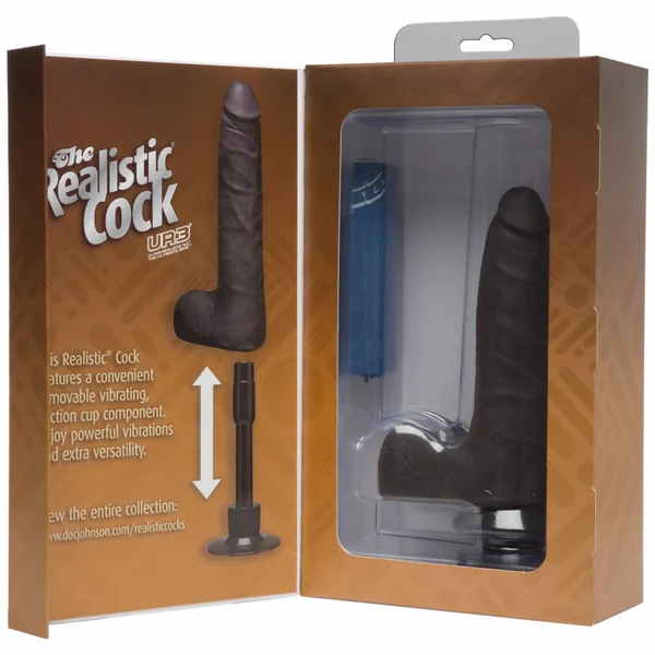 Realistic Cock Vib 7 inch Slim with Balls Black — image 11 of 11