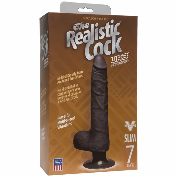 Realistic Cock Vib 7 inch Slim with Balls Black — image 10 of 11
