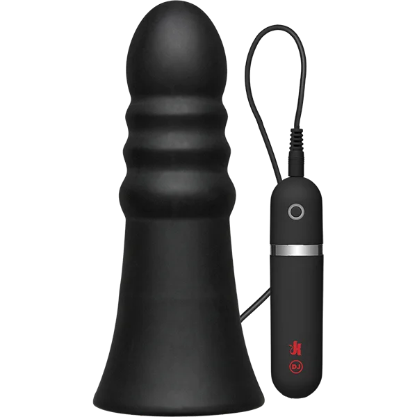 Kink Vibrating Silicone Butt Plug Ridged 8 inch Black — image 7 of 8