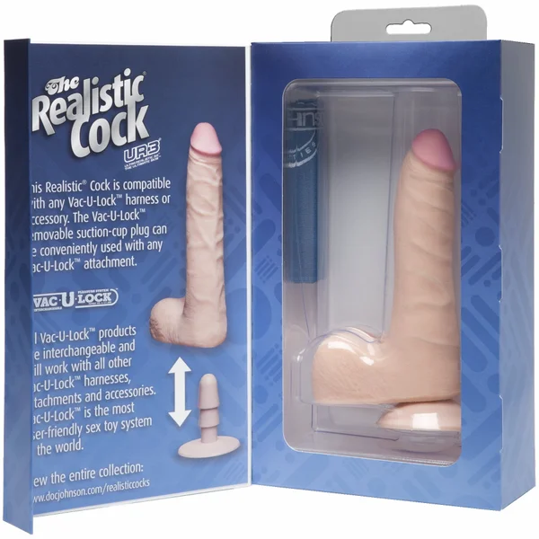 Realistic 7 inch Ultraskyn UR3 Slim Cock w/Balls - White — image 11 of 11