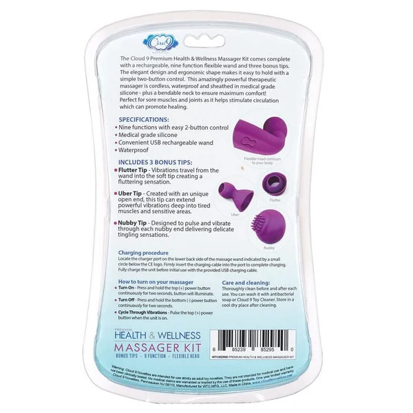 Cloud 9 - Health & Wellness Wand Kit 9 Function Flexible Head Purple — image 22 of 22