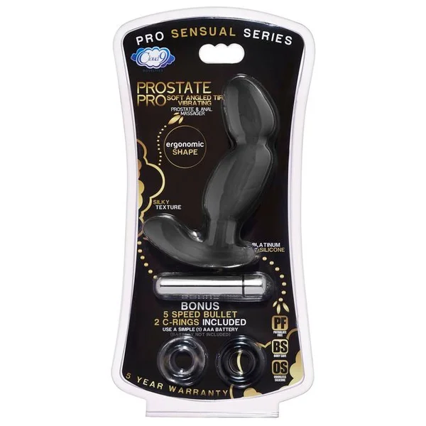 Cloud 9 - Prostate Pro Soft Angled Tip Anal Prostate Massager Black with C Rings — image 4 of 5