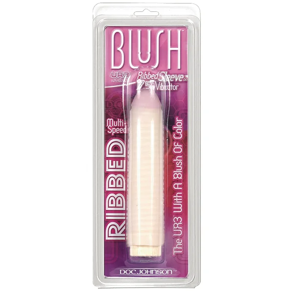 Blush Ribbed Ultraskyn Sleeve w/7.5 inch Vibe — image 7 of 10