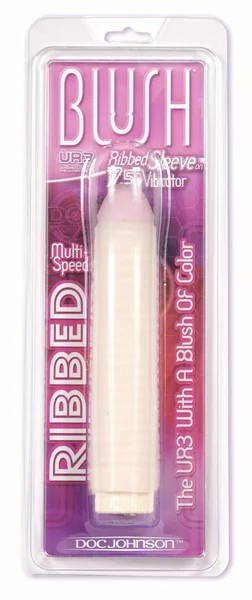 Blush Ribbed Ultraskyn Sleeve w/7.5 inch Vibe — image 10 of 10