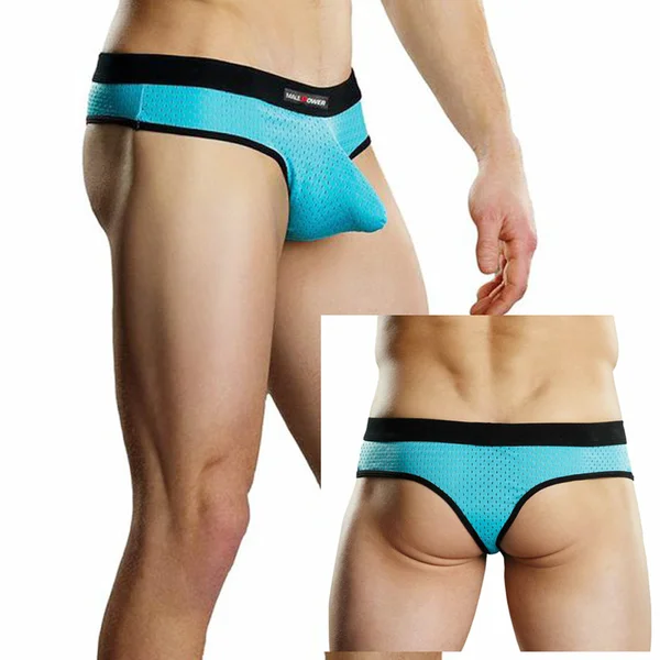 Male Power Athletic Mesh Sport Thong Turq Large — image 2 of 2