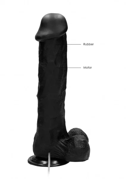 Vibrating Realistic Cock - 11" - With Scrotum - Black — image 12 of 12