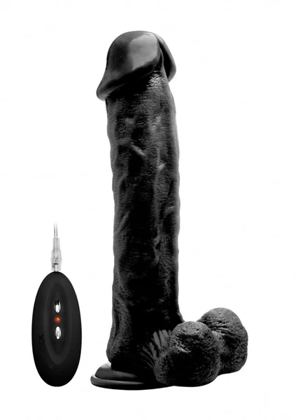 Vibrating Realistic Cock - 11" - With Scrotum - Black — image 9 of 12