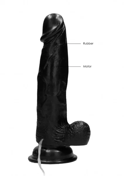 Vibrating Realistic Cock - 8" - With Scrotum - Black — image 12 of 12