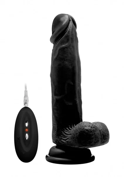 Vibrating Realistic Cock - 8" - With Scrotum - Black — image 9 of 12