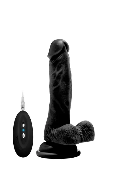 Vibrating Realistic Cock - 7" - With Scrotum - Black — image 9 of 12