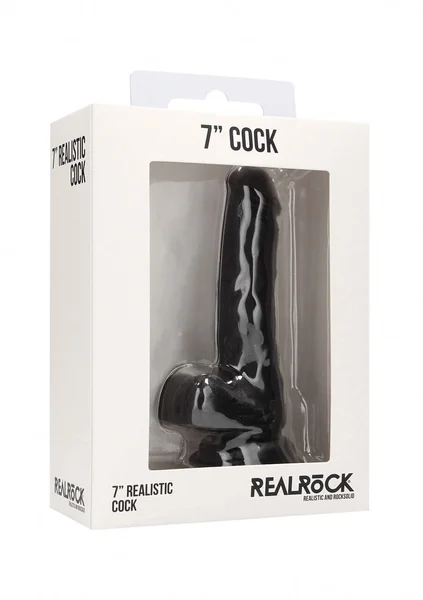 Realistic Cock - 7" - With Scrotum - Black — image 6 of 7
