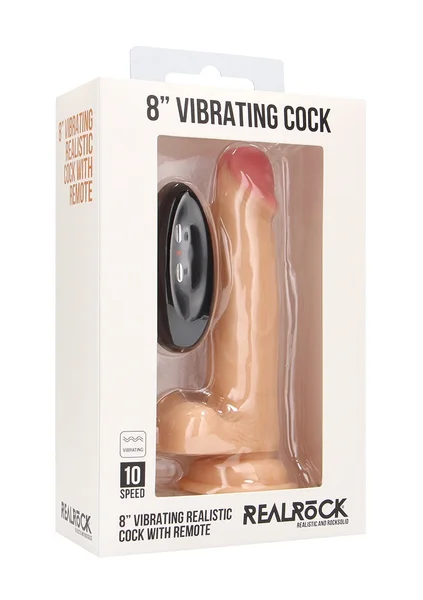Vibrating Realistic Cock - 8" - With Scrotum - Skin — image 9 of 10